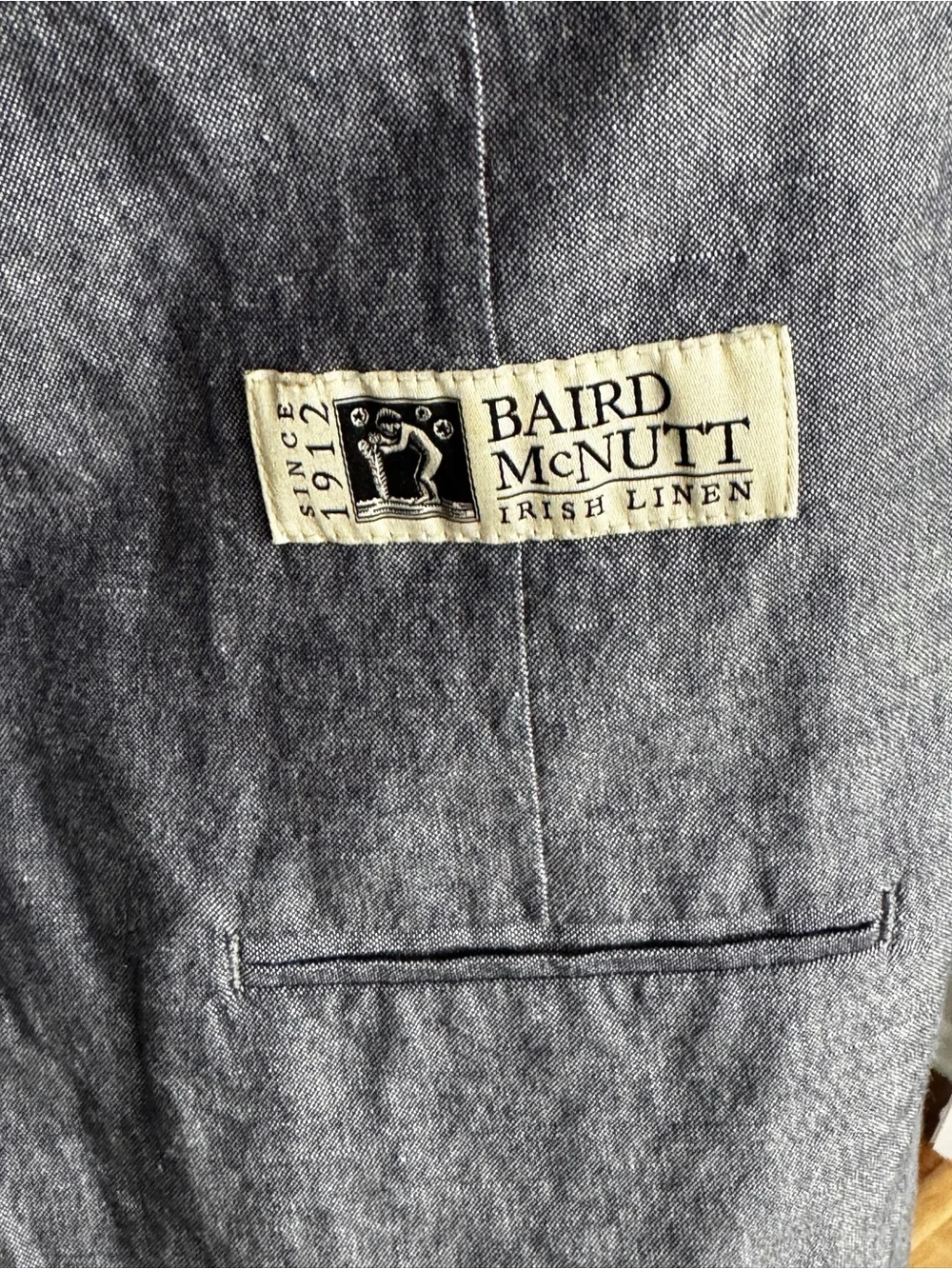 J Crew Ludlow Slim Chambray Blue Irish Linen Ctn Blazer Jacket 42 R Baird McNutt - Picture 3 of 7
